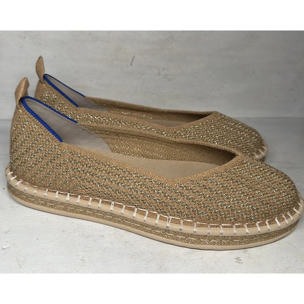 Rothy's Espadrille in Gold Stripe Women's Size 6 Lk Nw RARE FIND